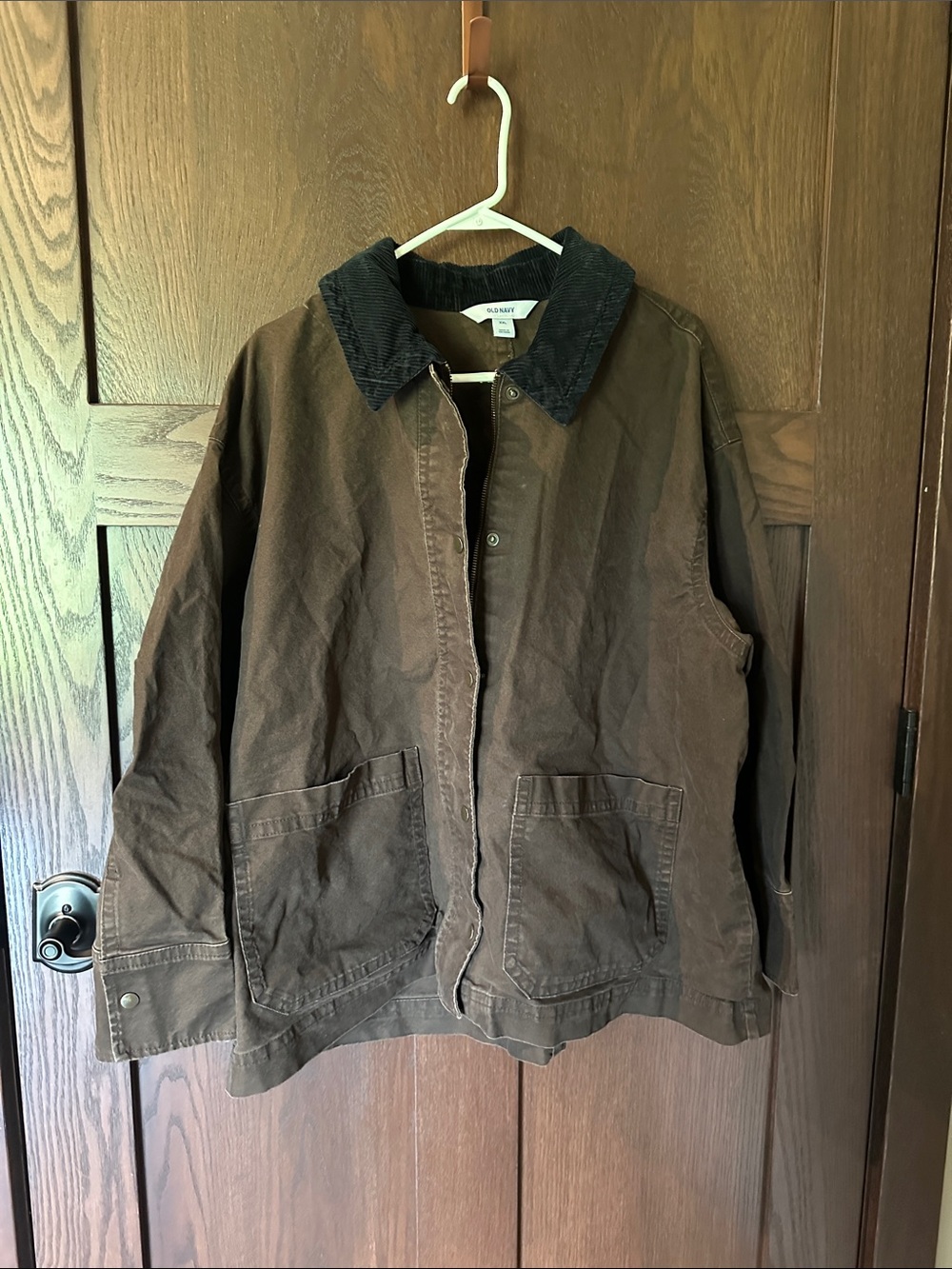 Old Navy Brown Canvas Barn Jacket with Corduroy Collar
